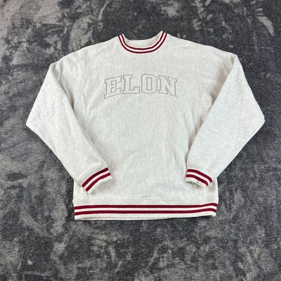 Champion Reverse Weave Elon University Embroidered Striped Gray Crewneck S - Picture 1 of 11